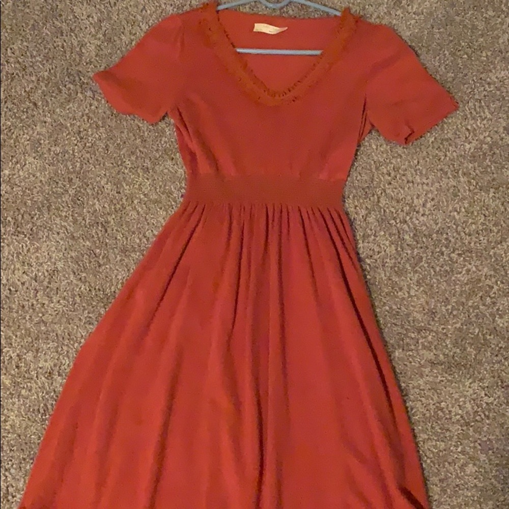 Rusted pumpkin orange anthropology dress